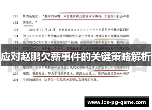 应对赵鹏欠薪事件的关键策略解析
